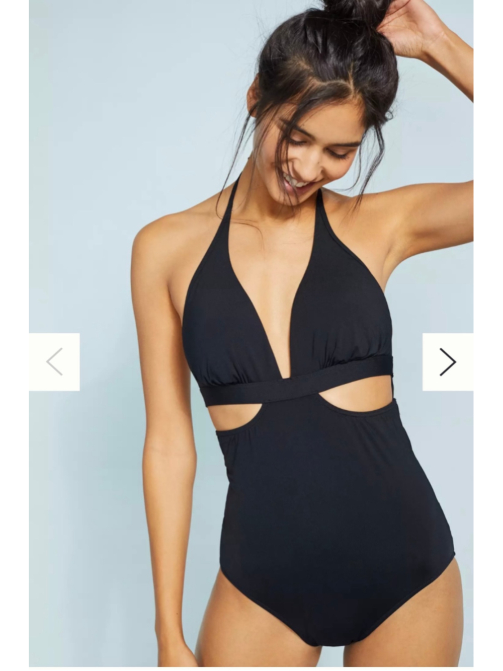 Seafolly Black Cutout Halter One-Piece Swimsuit Size 6 US